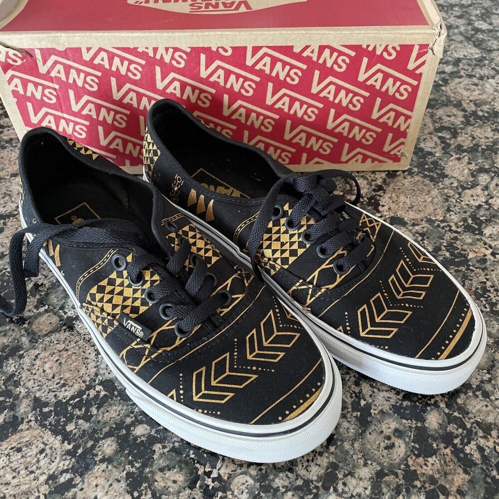 Vans Unisex Women 8 Men 6.5 Rare Authentic Metallic Flash Black Gold VN0004MLJFK